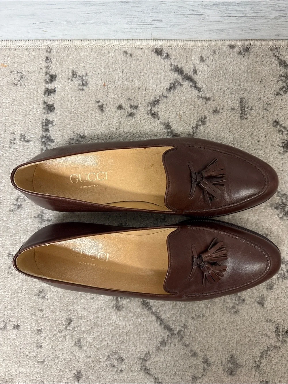 Gucci Men’s Brown Leather Tassel Loafers